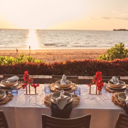 an event setup at sunset, Darwin Trailer Boat Club