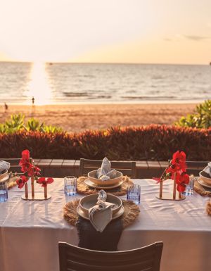 an event setup at sunset, Darwin Trailer Boat Club