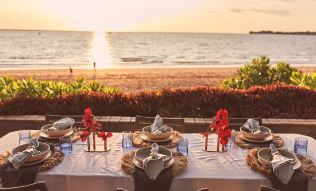 an event setup at sunset, Darwin Trailer Boat Club