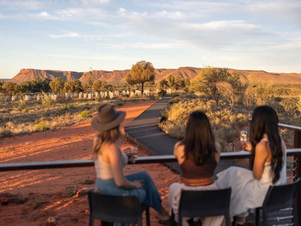 three women looking out the scenic landscape at Discovery Resorts - Kings Canyon
