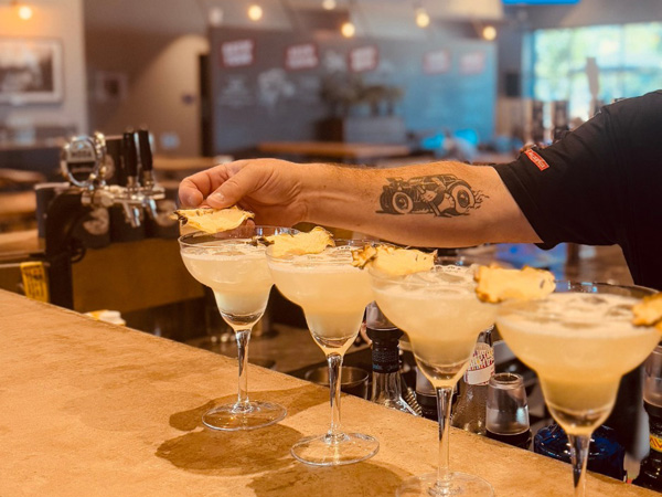 preparing cocktails at Devil’s Hollow Brewery, Dubbo