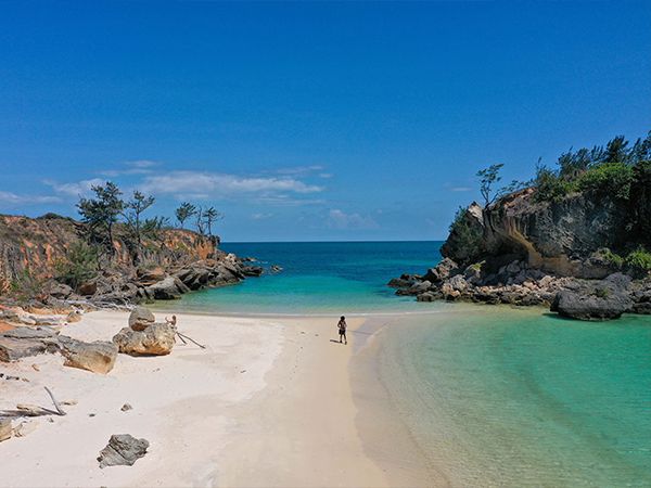 An aerial shot of a man at Lonely Beach.