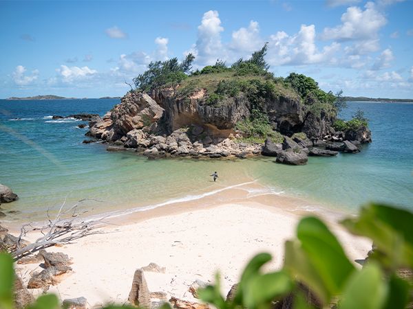 The front of Lonely Beach and it's small island.