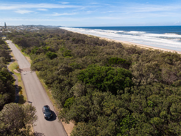driving along peregian beach