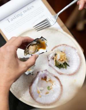 Tasting at The Curated Plate with oysters and scallops
