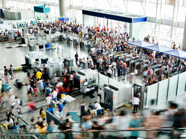 Crowds at the airport