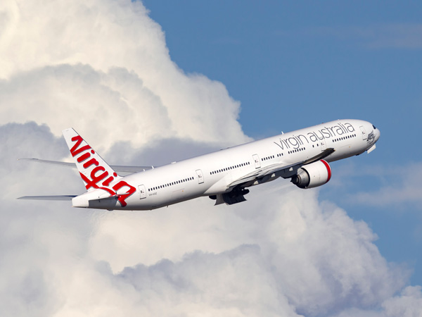 Virgin Australia plane taking off into the sky