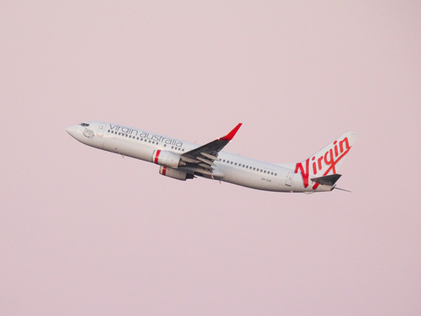 Virgin Australia plane taking off into the sky
