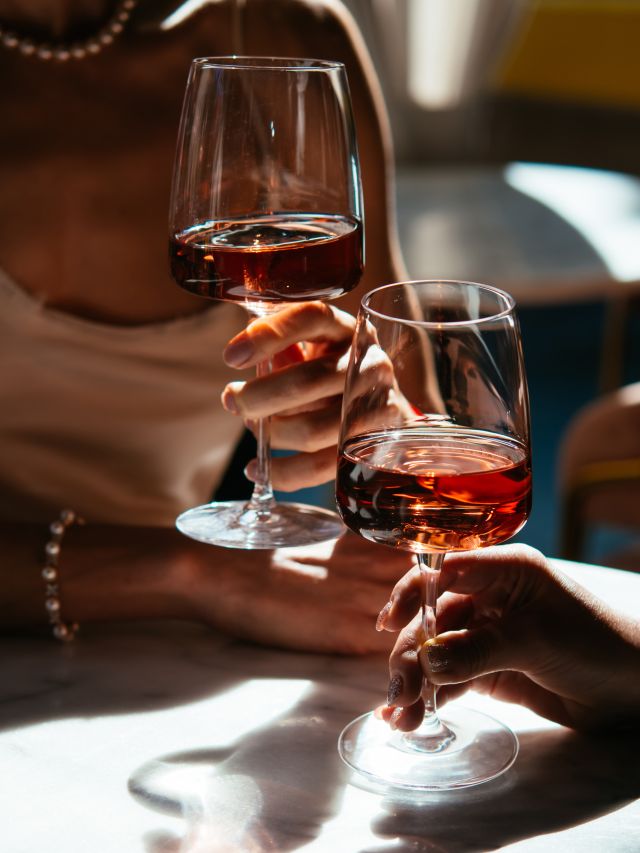 Red wine glasses