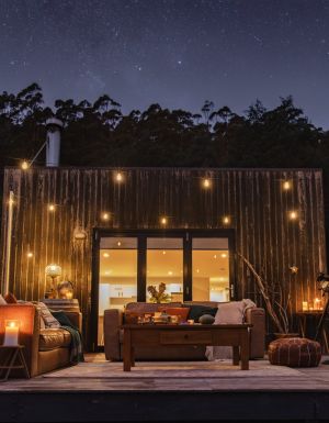 Cosmic Cabin Tasmania at night