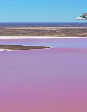 Plane flying over Kati Thanda-Lake Eyre