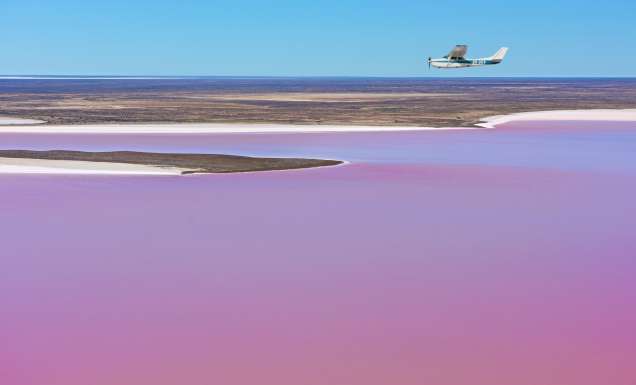 Plane flying over Kati Thanda-Lake Eyre