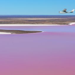 Plane flying over Kati Thanda-Lake Eyre