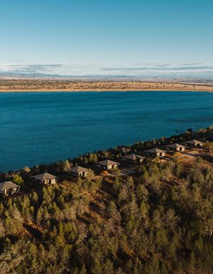 From above: Wilderluxe nestled between lake and land.