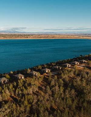 From above: Wilderluxe nestled between lake and land.