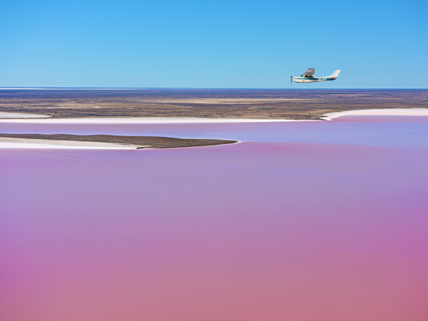 Plane flying over Kati Thanda-Lake Eyre