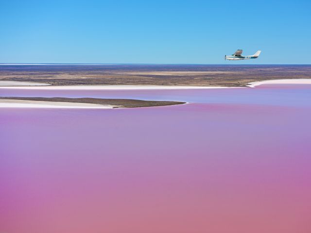 Plane flying over Kati Thanda-Lake Eyre
