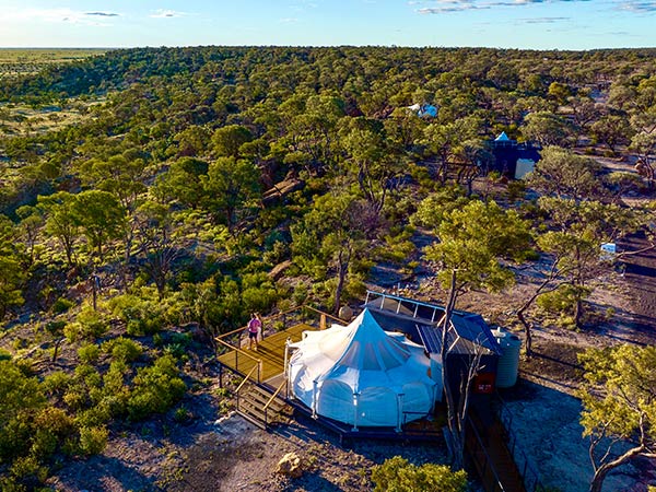 aerial shot of Rangelands Outback Camp tent