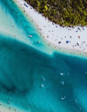 aerial view of swimmers at Tallebudgera in queensland