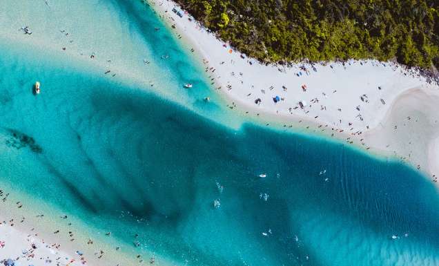 aerial view of swimmers at Tallebudgera in queensland