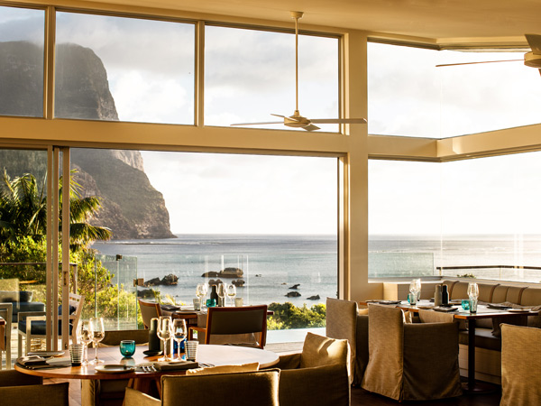 the Capella Restaurant with views of Lord Howe Island
