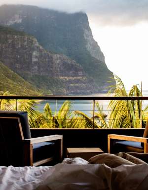 a scenic view from the balcony of Capella Lodge overlooking Lord Howe Island