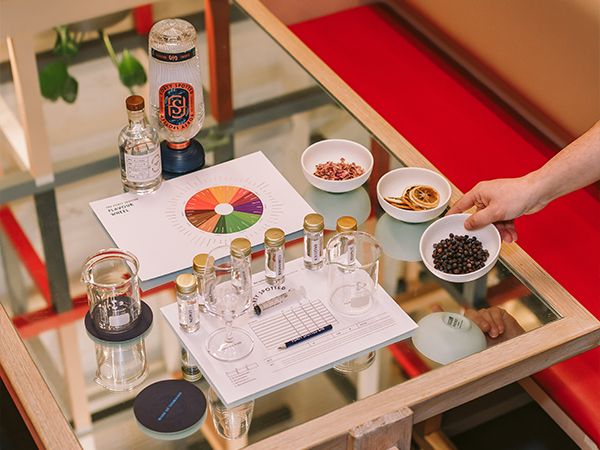 A gin making class set up.