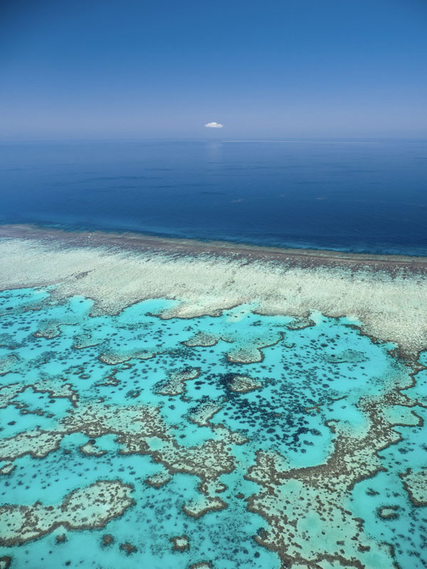 an aerial view of Heron Island, Great Barrier Reef