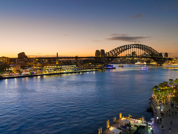 Sunset of Sydney Harbour and the CBD at Pullman Quay Grand Sydney Harbour.