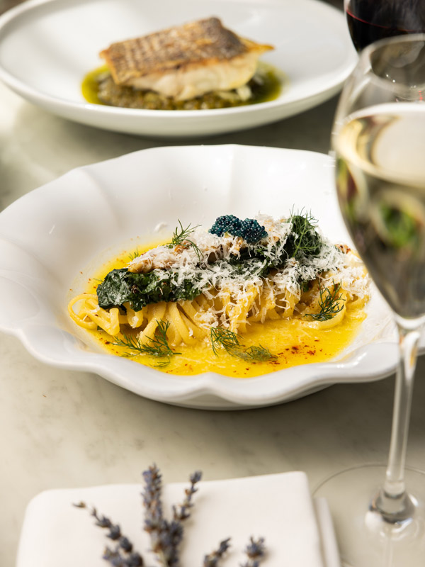A close-up shot of pasta at Q Dining, Pullman Quay Grand Sydney Harbour.