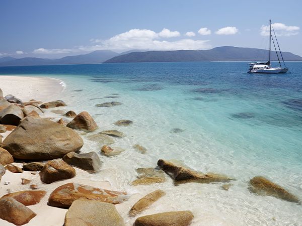 The white sand and turquoise water of Nudey Beach.