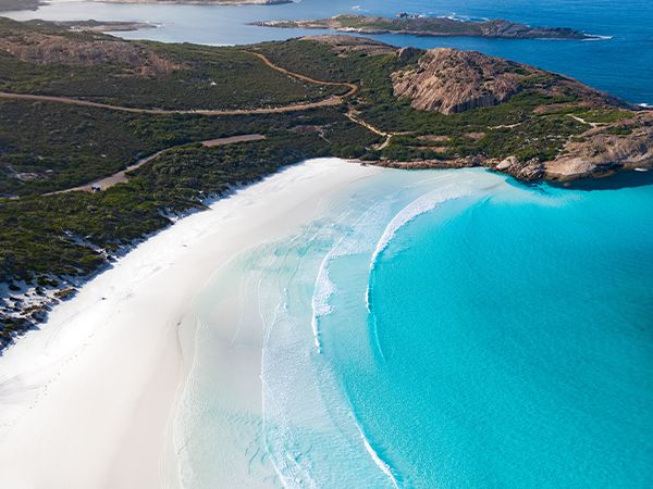 An aerial shot of Wharton Beach.