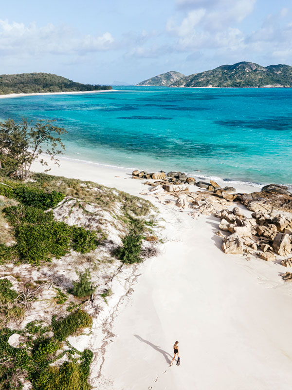 the white sand beach on Lizard Island
