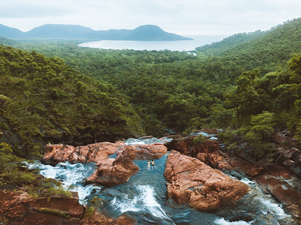 An aerial view of Zoe Falls.