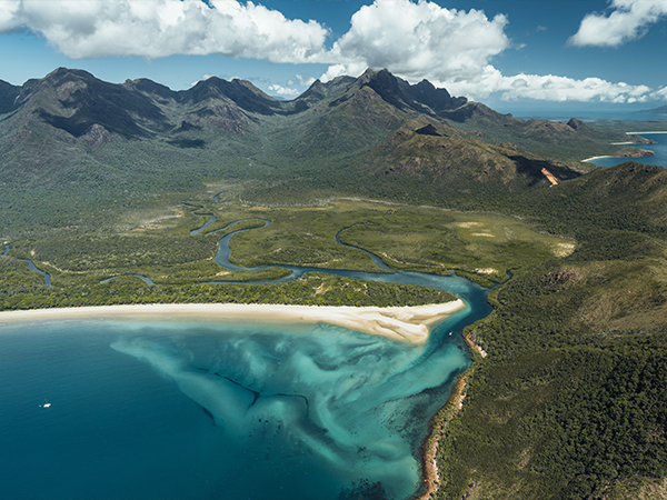 An aerial view of Hinchinbrook Island.