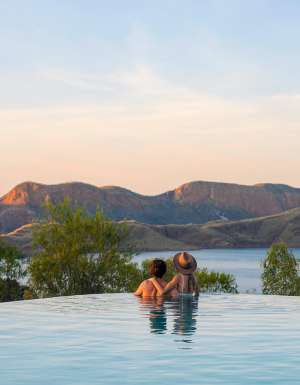 a couple in the pool at Lake Argyle