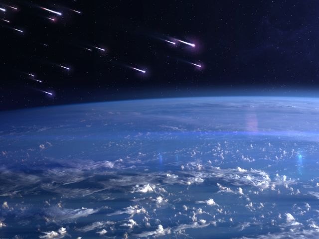 meteor shower from space