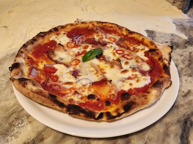 wood-fired pizza at Il Forno Pizzeria