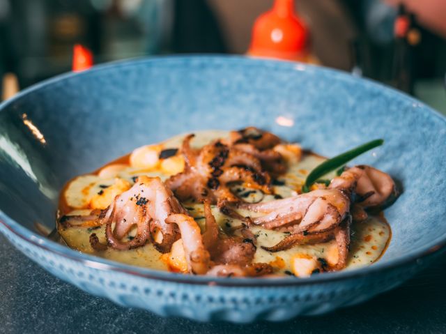 charred baby octopus at Miguel’s, Palm Cove