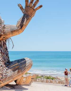 The towering Santi Ikto, one of Thomas Dambo’s iconic Giants of Mandurah