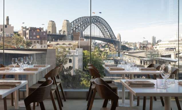 view of Sydney Harbour from Canvas restaurant at MCA