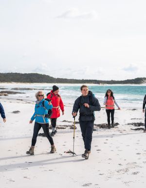 Group on the beach at Bay of Fires walk
