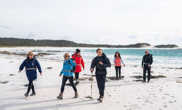 Group on the beach at Bay of Fires walk