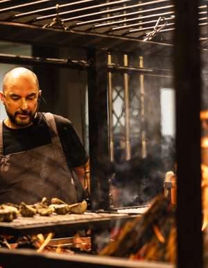 a demonstration at Vivid Fire Kitchen