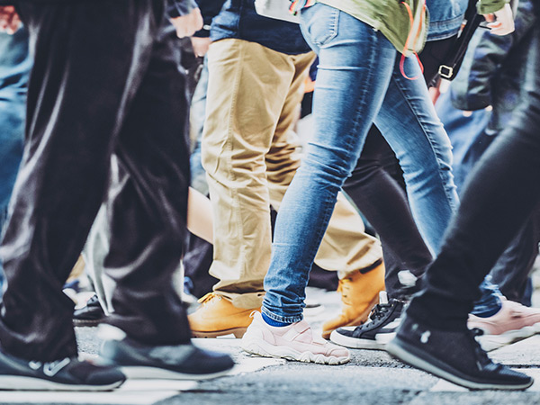 crowd of people walking