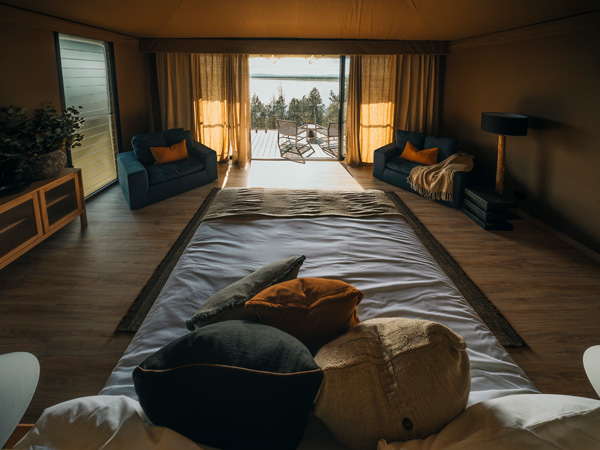 Inside the Star Tent at Wilderluxe Lake Keepit