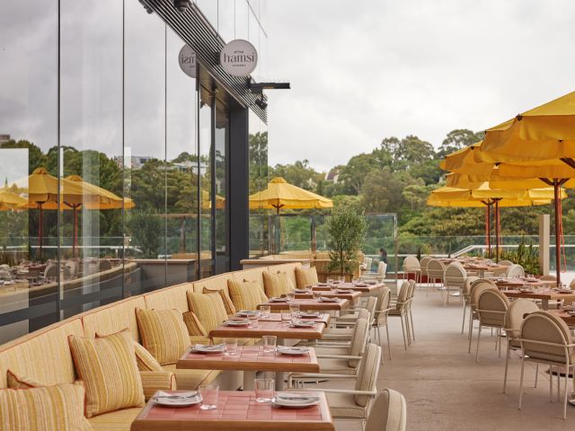 the al fresco dining space at Hamsi Taverna, Sydney