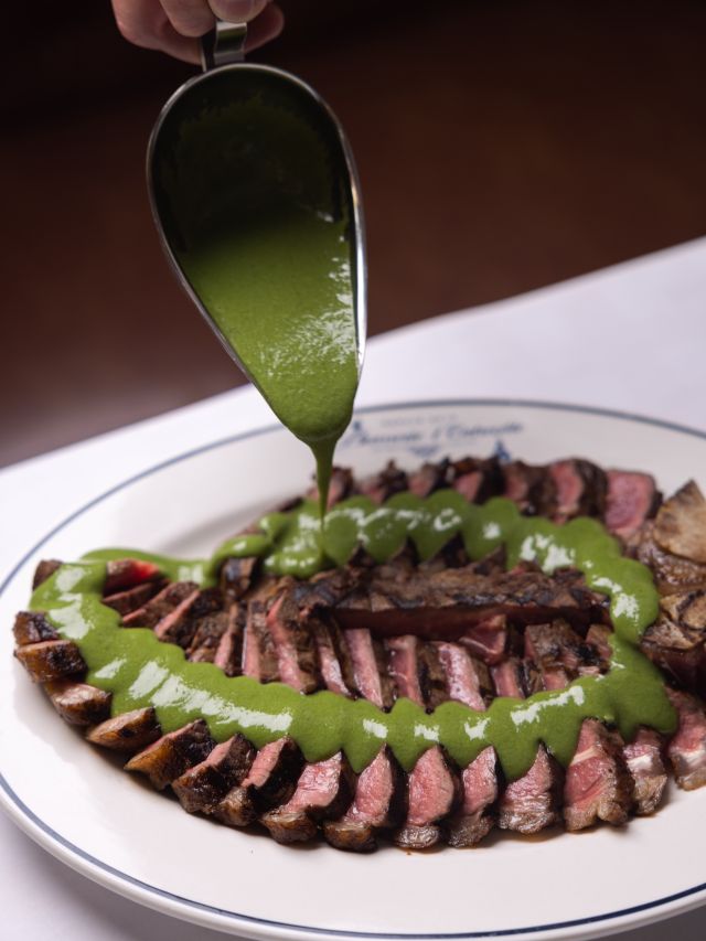 grilled sirloin at Bouillon L’Entrecôte
