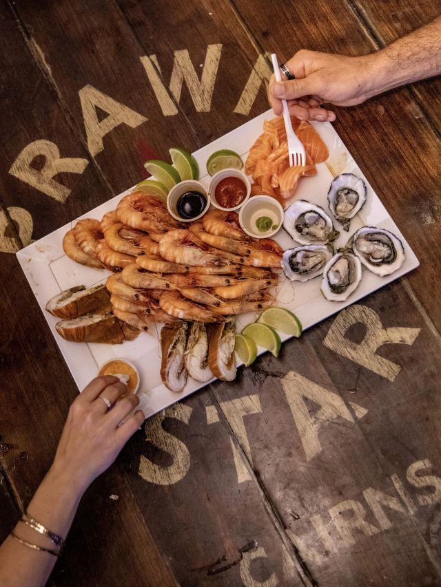 a seafood platter at Prawn Star Cairns