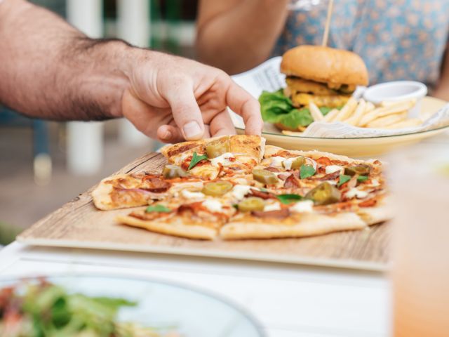 burger and pizza at Boardwalk Social by Crystalbrook